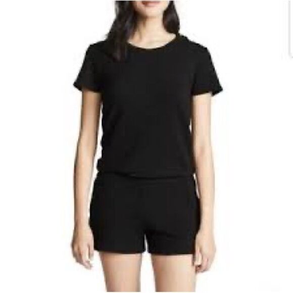 NWOT Revolve Monrow Super Soft French Terry Black Romper Loungewear Sz S - Picture 3 of 11
